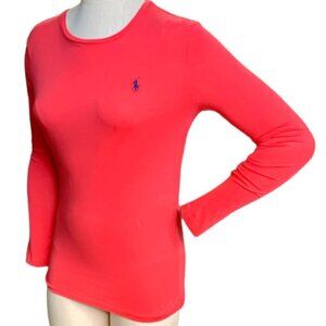 Ralph Lauren Women's Long-Sleeve Crewneck Tee‎ Sz M Red 52S